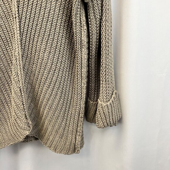 She & Sky Womens V-Neck Long Cuffed Sleeve Open Knit Sweater Stone Medium - Picture 4 of 7